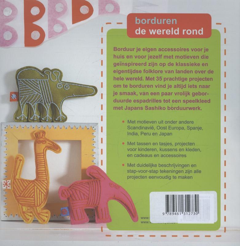 Achterkant van Borduren de wereld rond