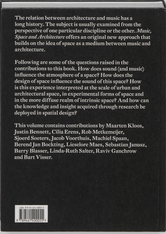 Achterkant van Music, space and architecture