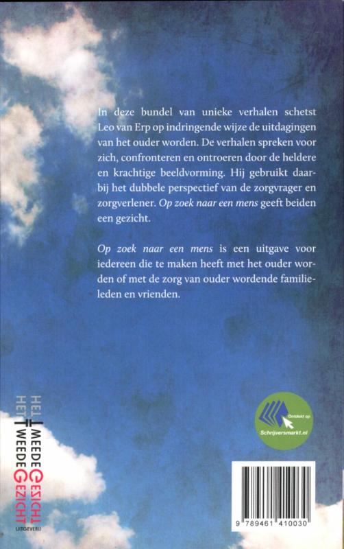 Achterkant van Op zoek naar een mens