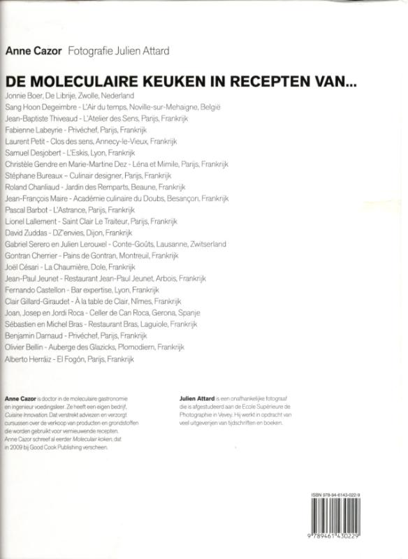 Achterkant van De Topchefs van de Moleculaire keuken