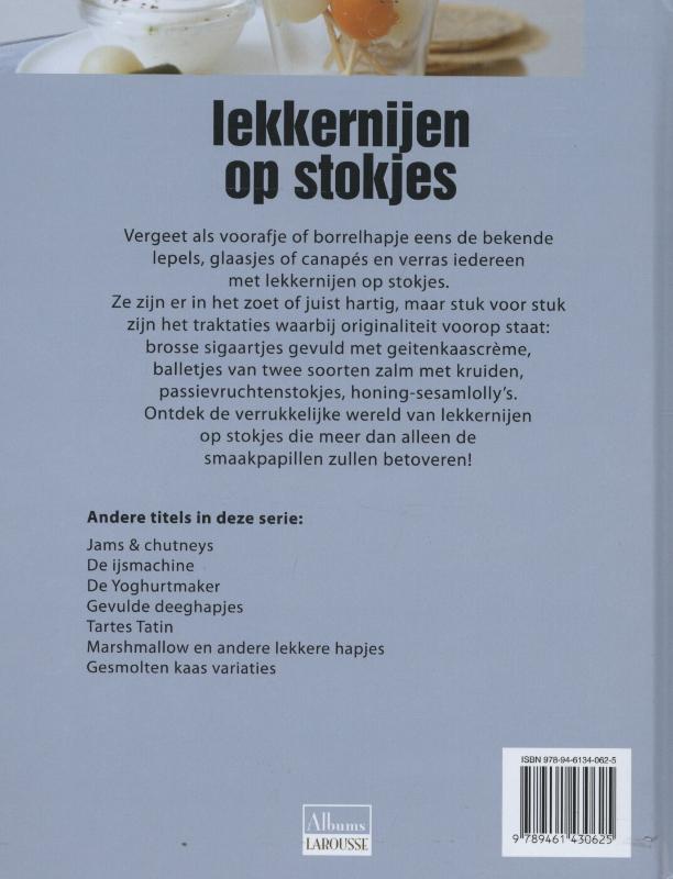 Achterkant van Lekkernijen op stokjes
