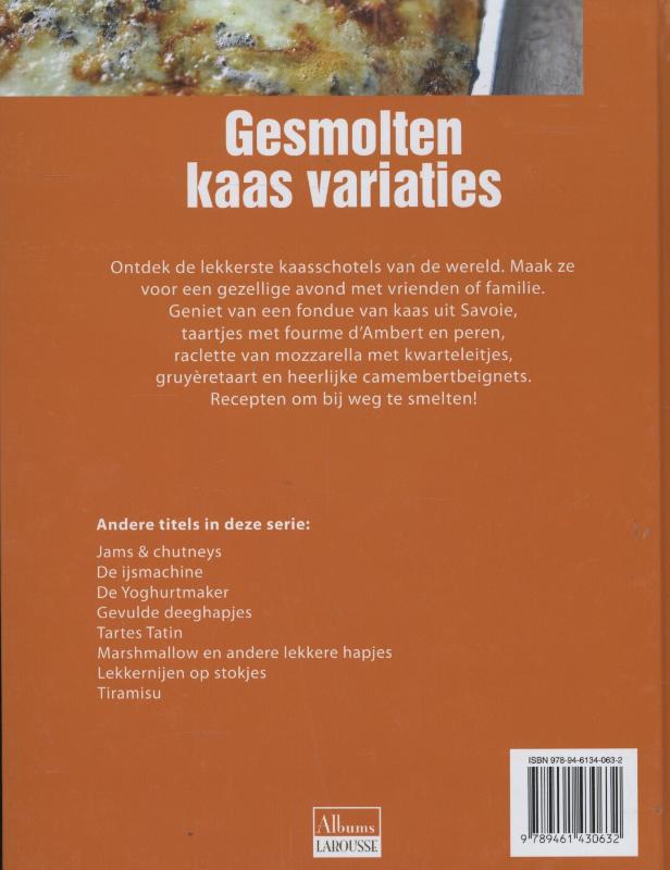 Achterkant van Gesmolten kaas variaties
