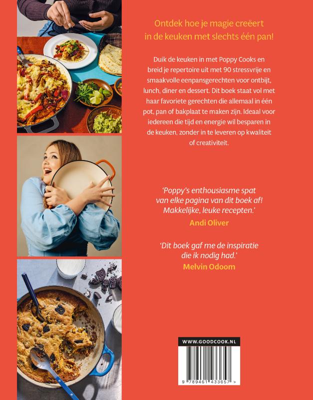 Achterkant van Poppy Cooks Eenpansmaaltijden