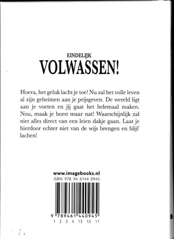 Achterkant van Eindelijk volwassen!