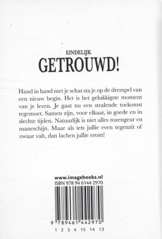 Achterkant van Eindelijk getrouwd!