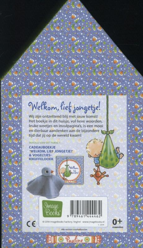 Achterkant van Cadeauboekje welkom, lief jongetje!
