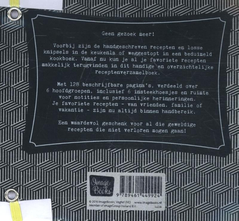 Achterkant van Recepten verzamelboek