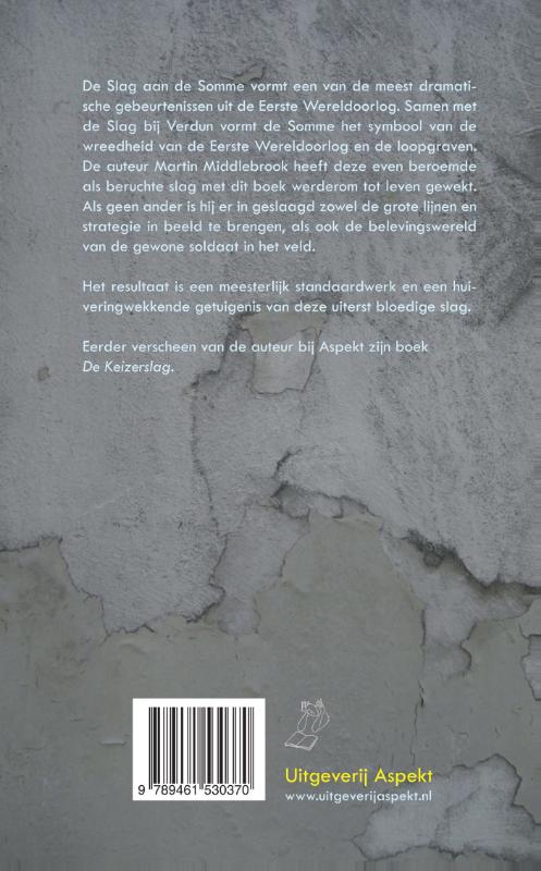 Achterkant van De eerste dag aan de Somme