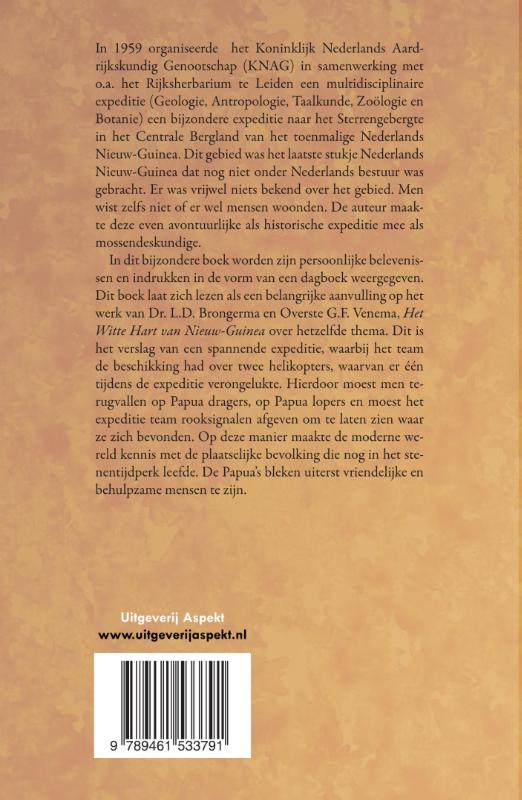 Achterkant van De sterrengebergte expeditie naar Nederlands Nieuw-Guinea in 1959