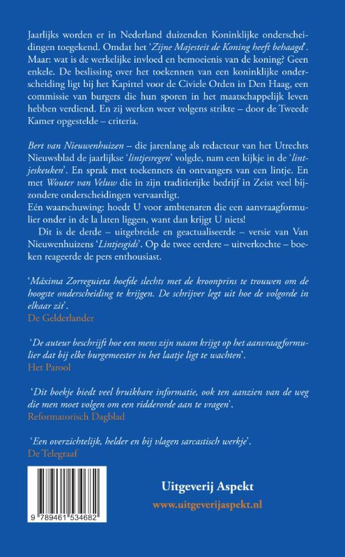 Achterkant van Een lintje van de koning