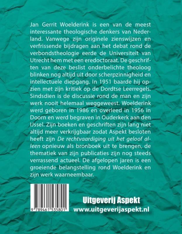 Achterkant van De rechtvaardiging uit het Geloof alleen
