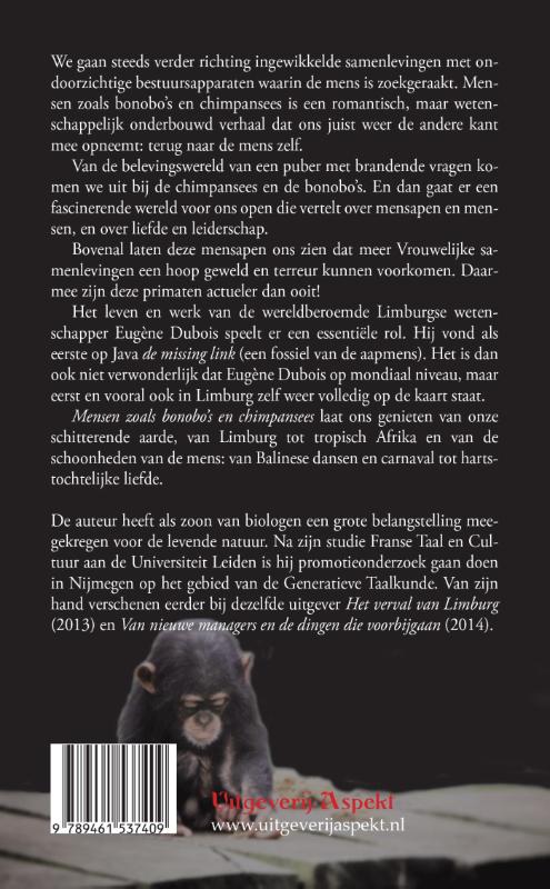 Achterkant van Mensen zoals bonobo's en chimpansees