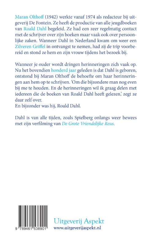 Achterkant van Herinneringen aan de onvergetelijke Roald Dahl