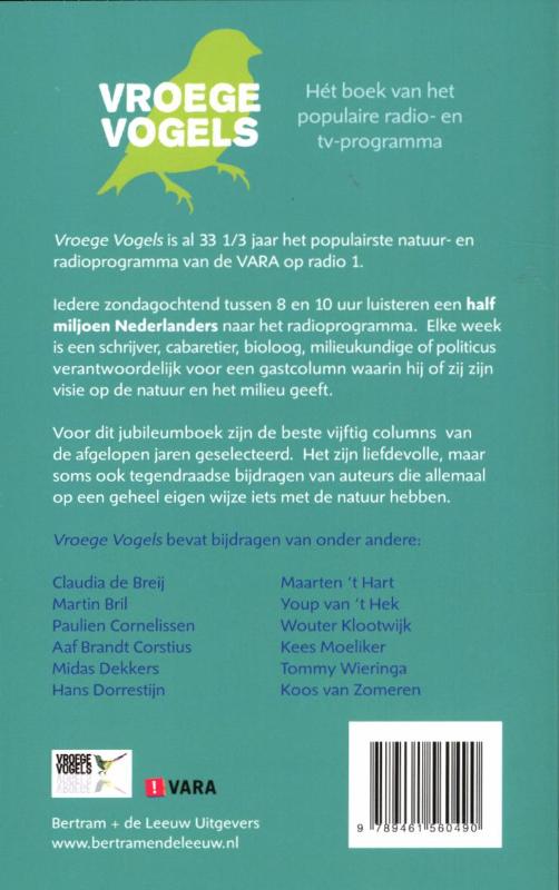 Achterkant van Vroege Vogels