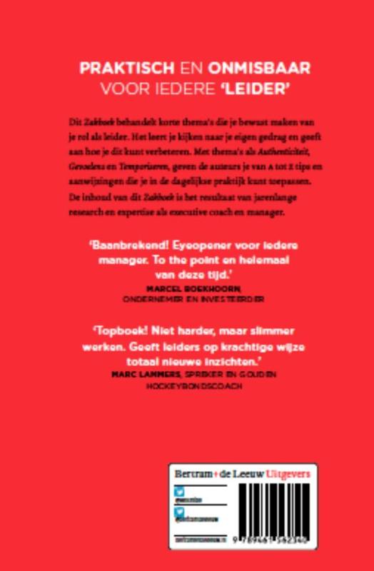 Achterkant van Zakboek voor succesvolle managers en coaches
