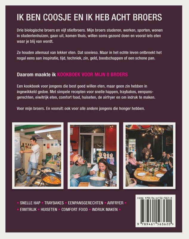 Achterkant van Kookboek voor mijn 8 broers