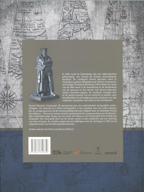 Achterkant van Gerard Mercator - cartograaf