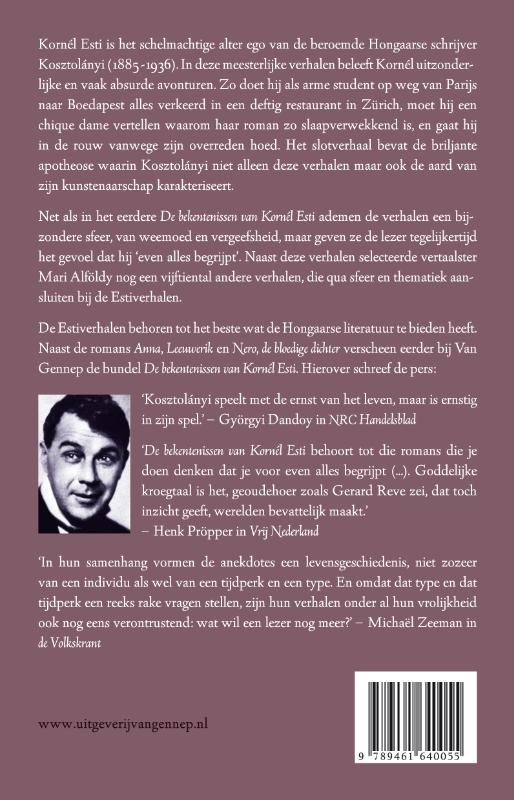 Achterkant van De avonturen van Kornél Esti