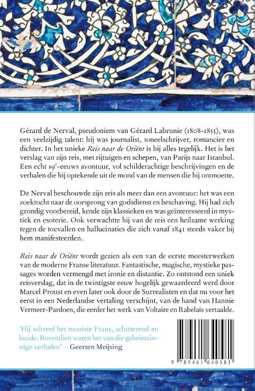 Achterkant van Reis naar de Orient