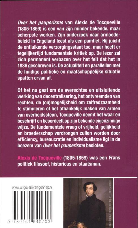 Achterkant van Over het pauperisme
