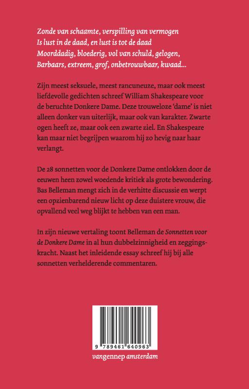 Achterkant van De sonnetten voor de donkere dame