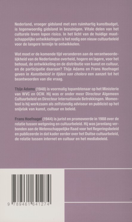 Achterkant van Kunstbeleid in tijden van cholera