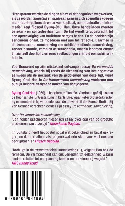 Achterkant van De transparante samenleving
