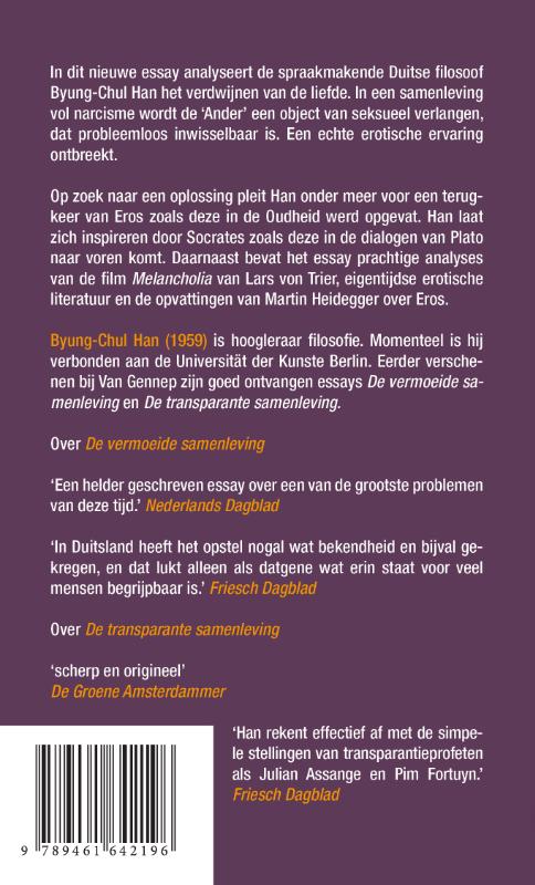 Achterkant van De terugkeer van Eros