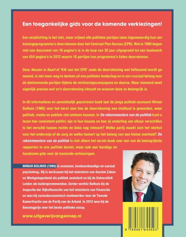 Achterkant van De rekenmeesters van de politiek