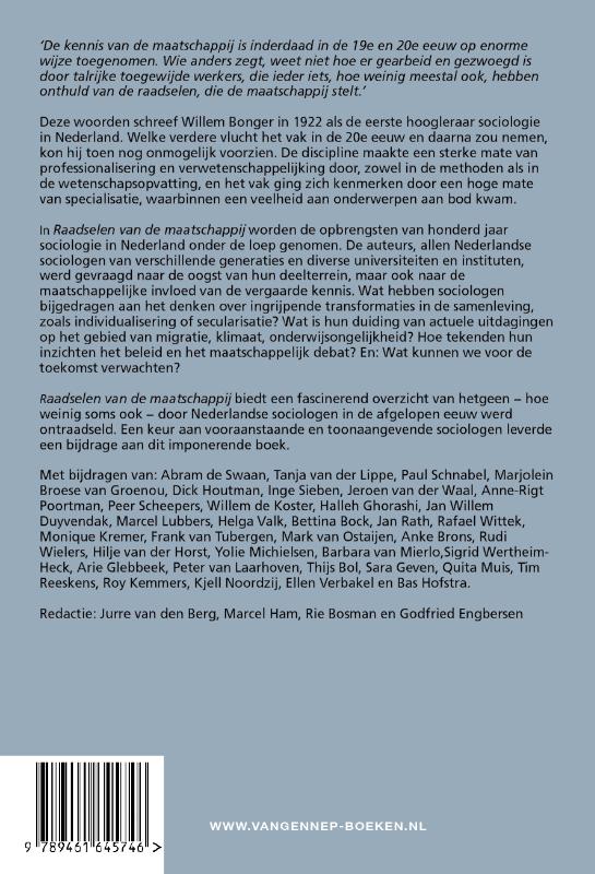 Achterkant van De raadselen van de maatschappij