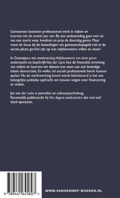 Achterkant van Ontsnappen aan aanbesteden