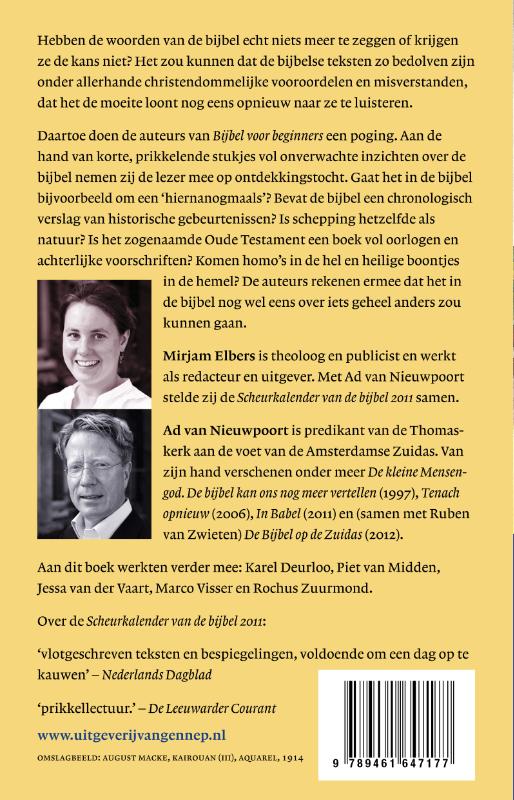 Achterkant van Bijbel voor beginners