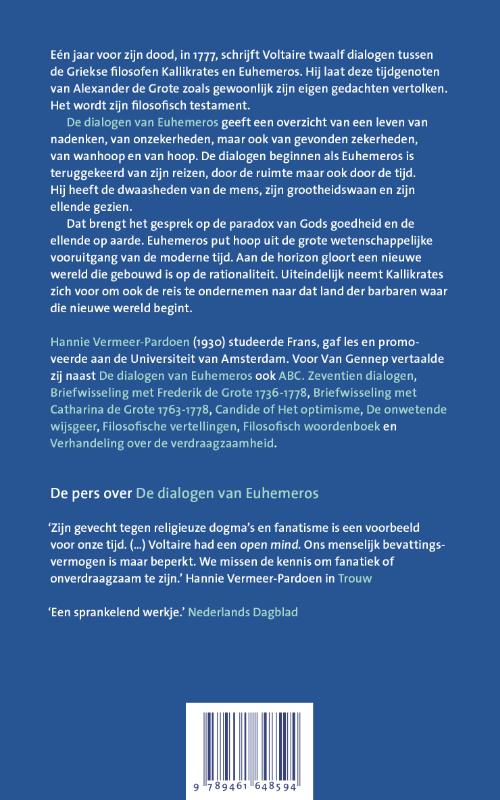 Achterkant van De dialogen van Euhemeros