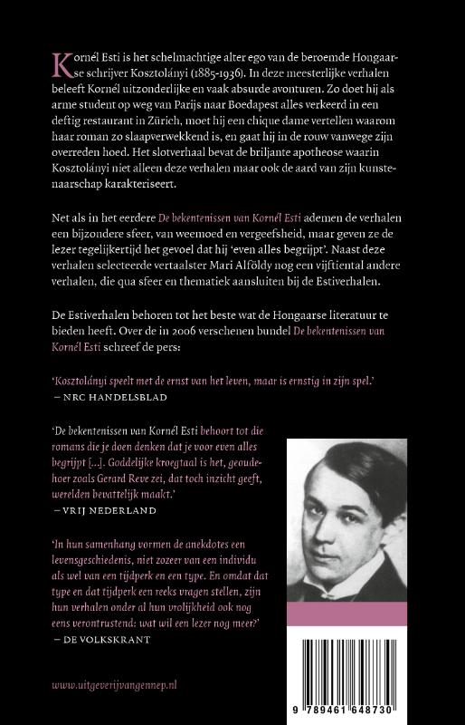 Achterkant van De avonturen van Kornél Esti