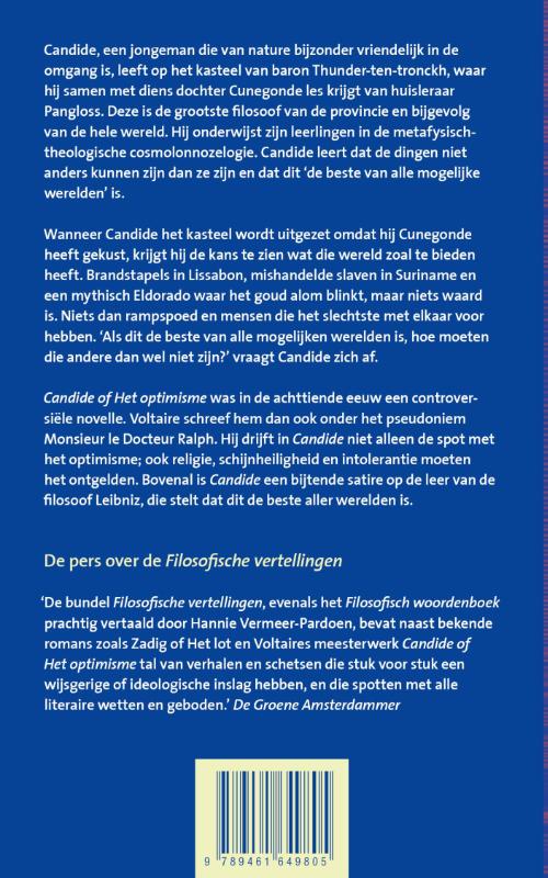 Achterkant van Candide of het optimisme