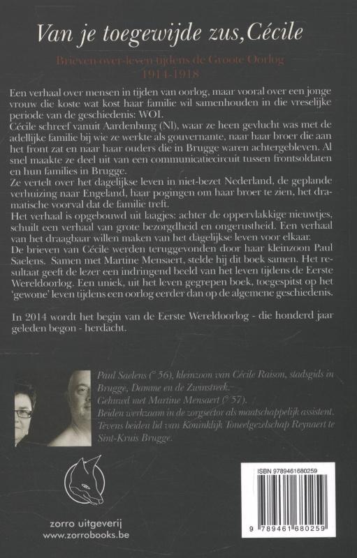 Achterkant van Van je toegewijde zus, Cecile