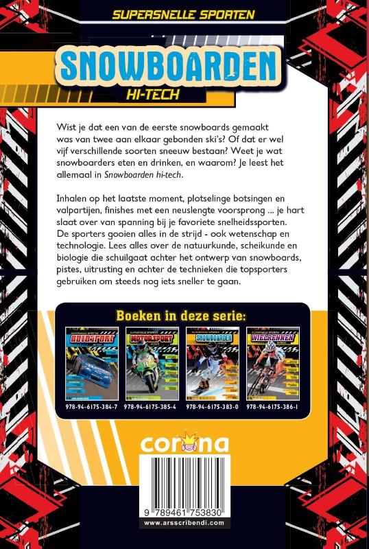 Achterkant van Snowboarden hi-tech