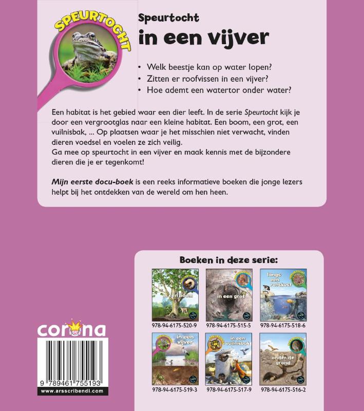 Achterkant van Speurtocht in een vijver