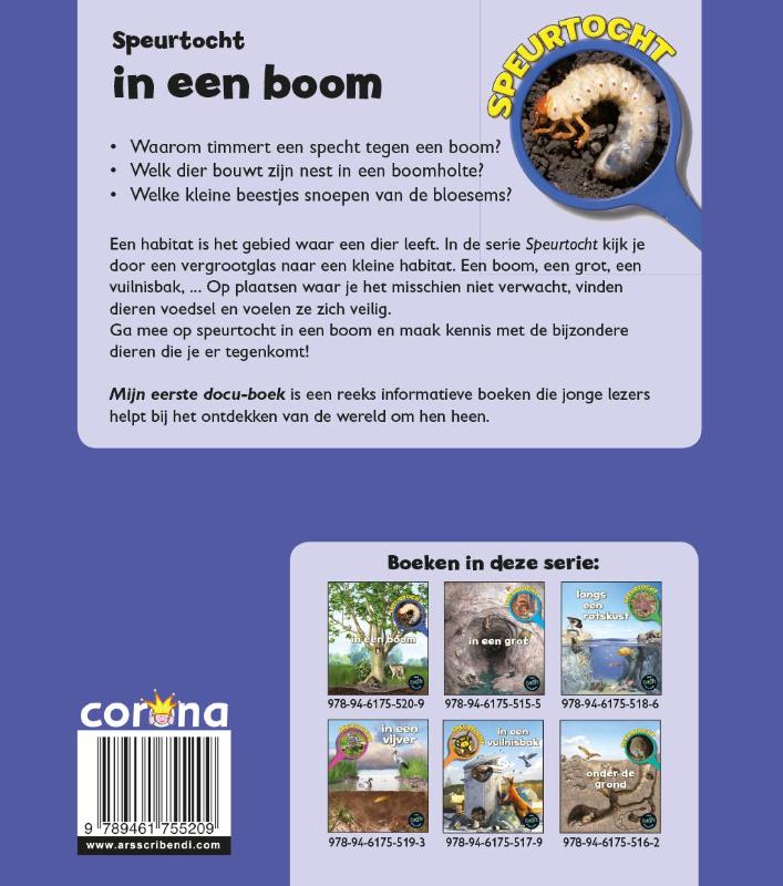 Achterkant van Speurtocht in een boom