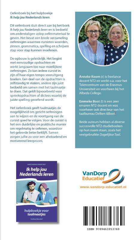 Achterkant van Ik help jou Nederlands leren oefenboek