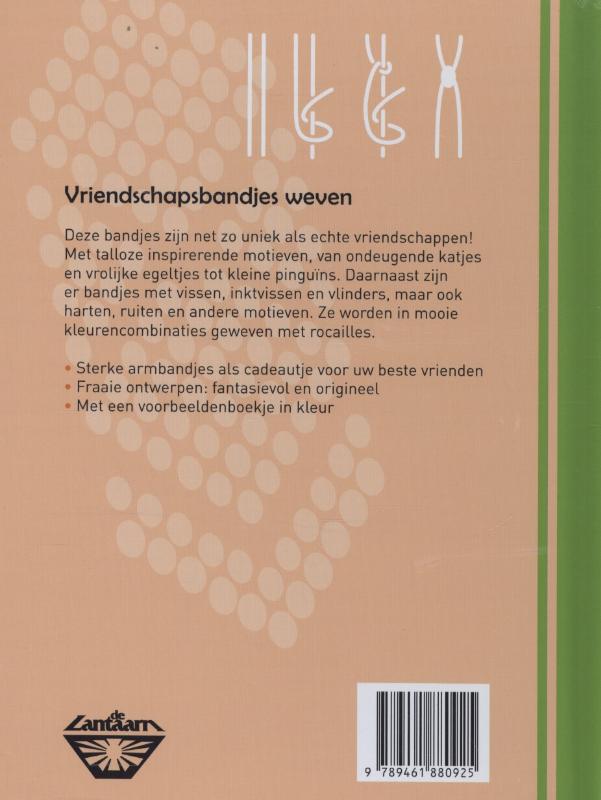 Achterkant van Vriendschapsbandjes geweven en geknoopt