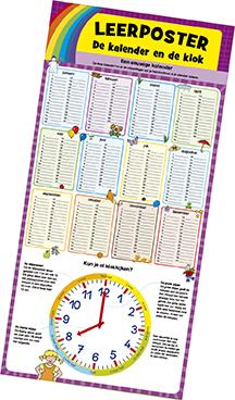 Achterkant van Leerposter kalender en klok (set van 2)