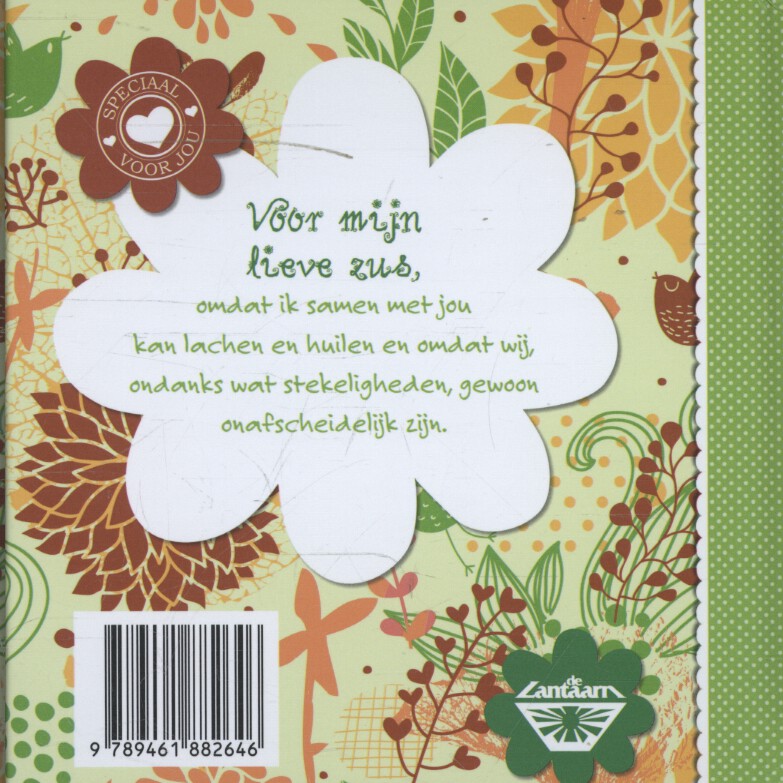 Achterkant van Voor mijn allerliefste zus
