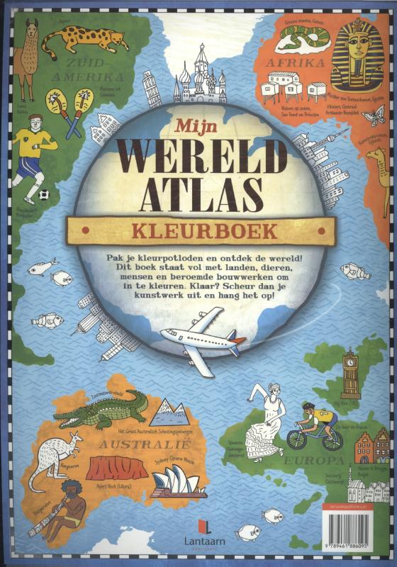 Achterkant van Mijn wereld atlas kleurboek