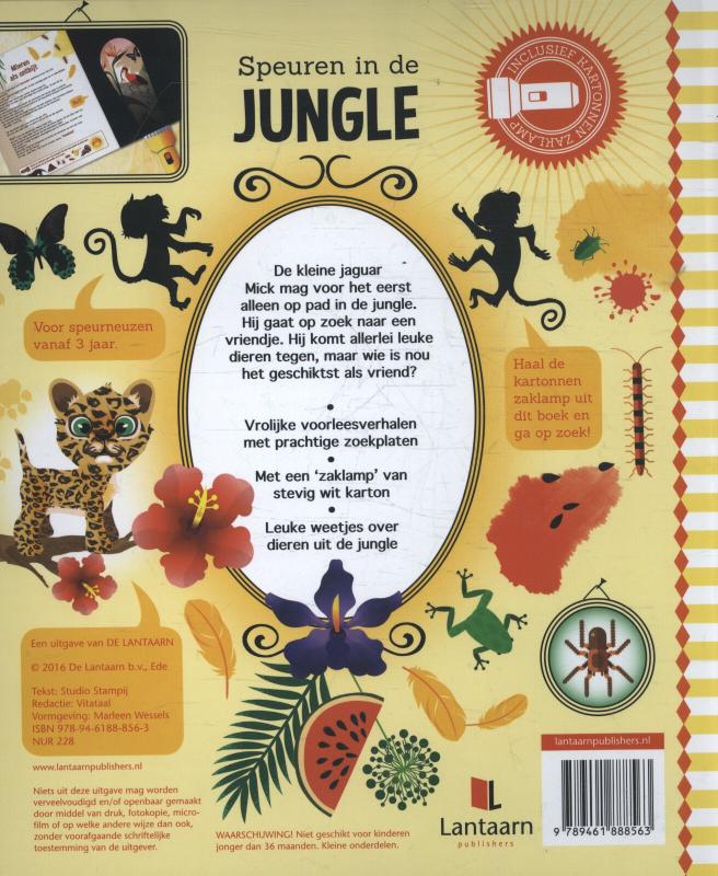 Achterkant van Speuren in de Jungle + kartonnen zaklamp