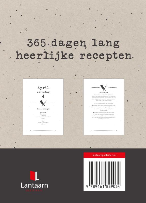 Achterkant van Kook scheurkalender 2018