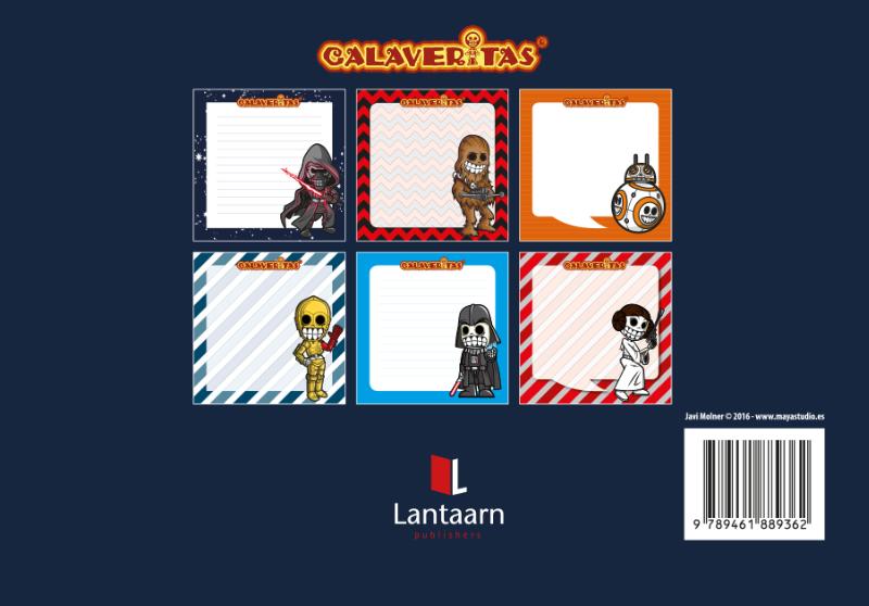 Achterkant van Space warriors sticky notes