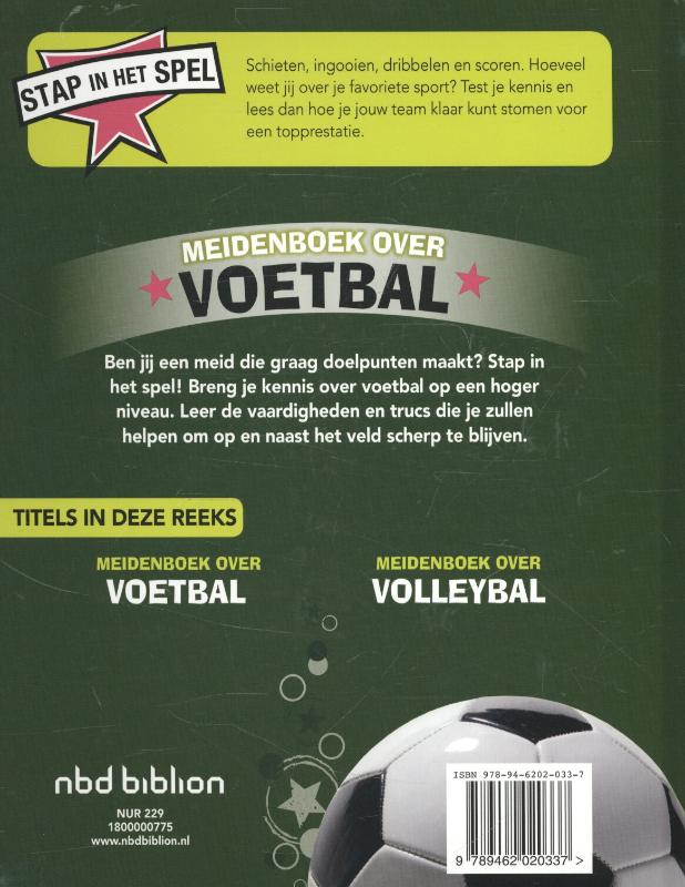 Achterkant van Meidenboek over voetbal