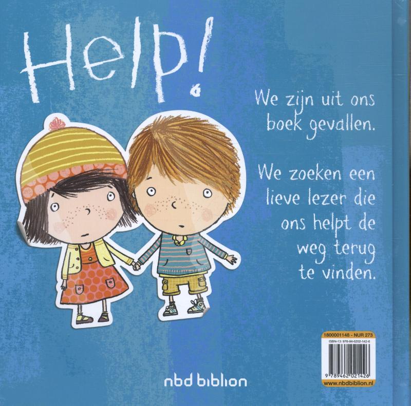 Achterkant van Help! We zitten in het verkeerde boek