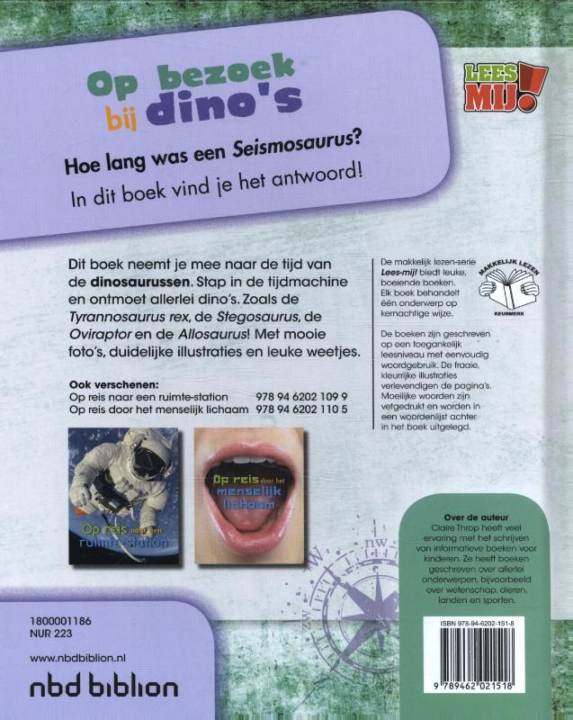 Achterkant van Op bezoek bij dino's